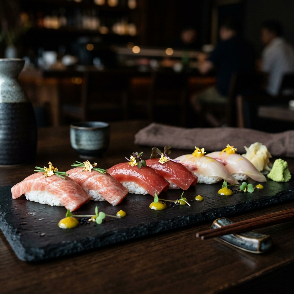 Premium Nigiri Omakase — a selection of 8 hand-pressed sushi pieces